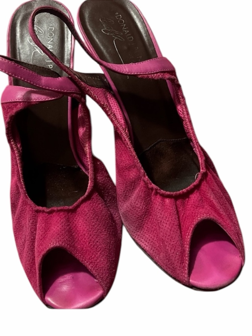 Donald J. Pliner Fuchsia Peep-Toe Slingback Heels Sz 9 1/2 Women